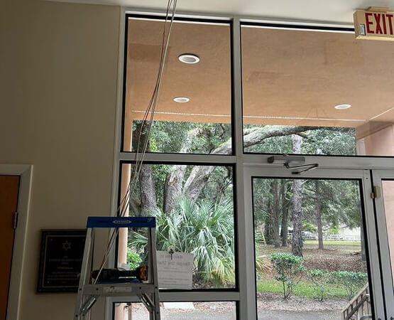 Business security system being installed in a Dallas commercial building