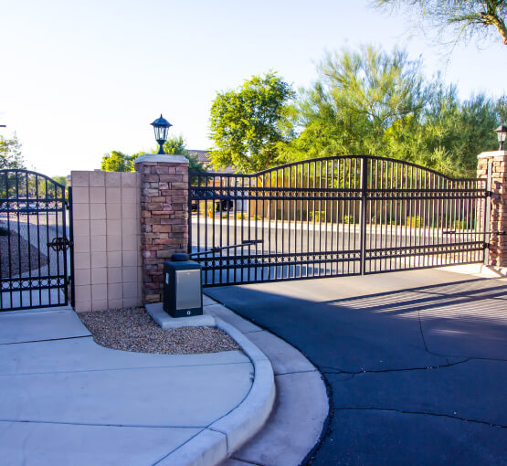 Automated entry gate at a gated residential community in Dallas