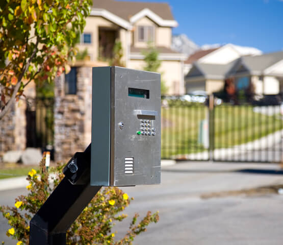 Gated community security keypad at a Dallas residential community
