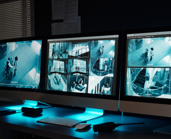 Security camera feeds monitored across an Irving business property