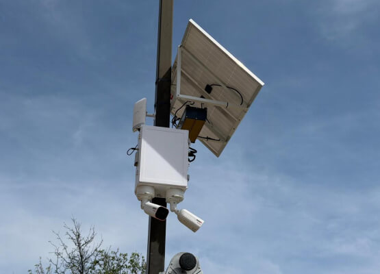 Solar-powered security system installed at a Richardson site