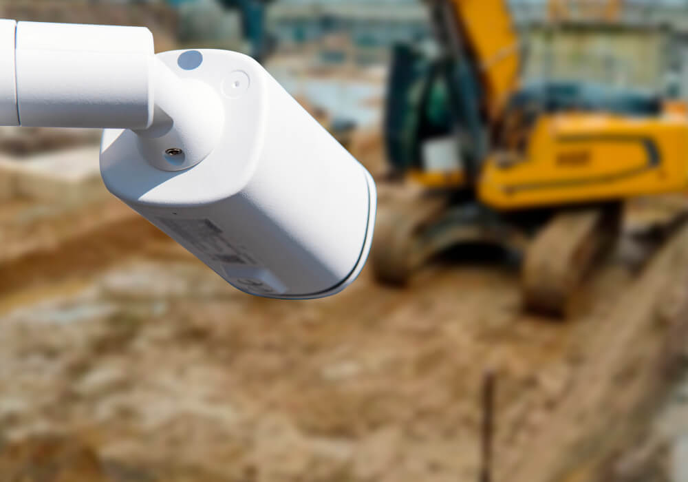 Construction site security camera watching excavation work below